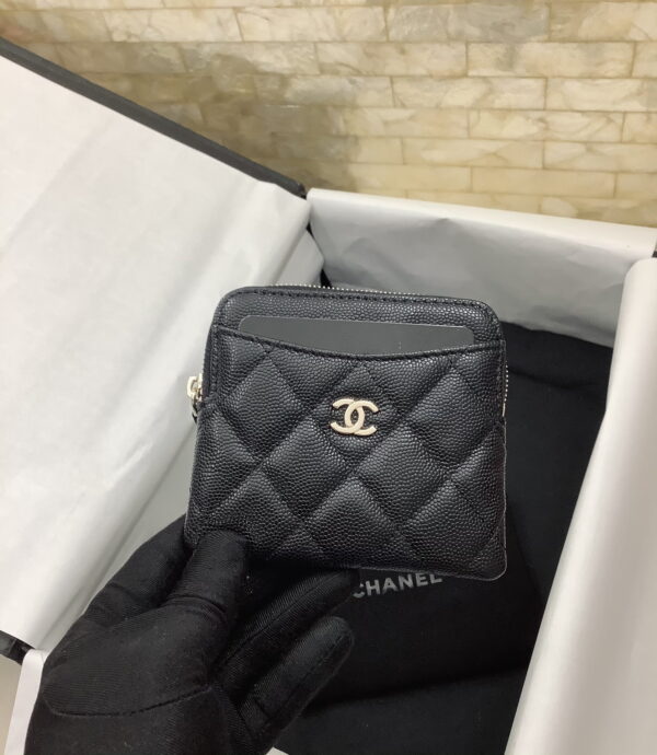 1:1 Replica Chanel CO-CO Classic Card Holder 19cm/7.5in Gold Hardware For Women Black