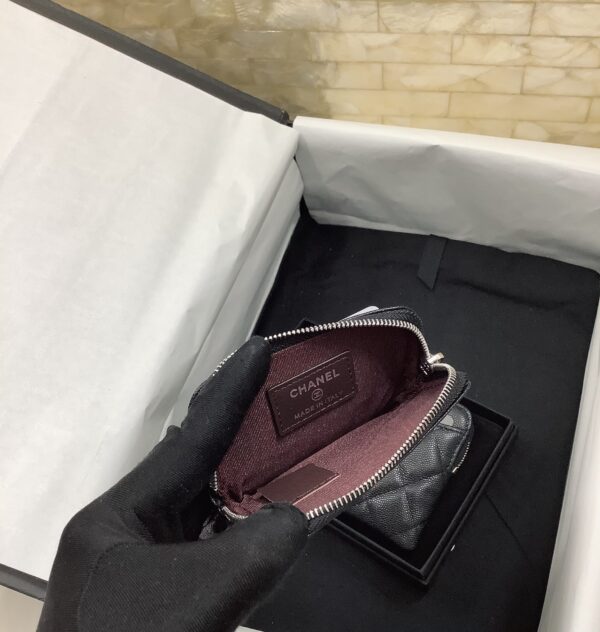 1:1 Replica Chanel CO-CO Classic Card Holder 19cm/7.5in Silver Hardware For Women Black