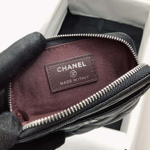 1:1 Replica Chanel CO-CO Classic Card Holder 19cm/7.5in Silver Hardware For Women Black