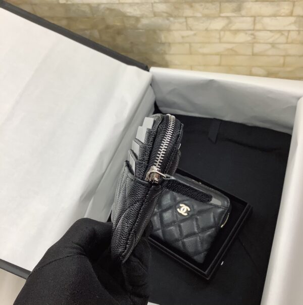 1:1 Replica Chanel CO-CO Classic Card Holder 19cm/7.5in Silver Hardware For Women Black
