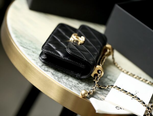 1:1 Replica Chanel CO-CO Clutch With Chain 9.5cm/3.7in Gold Toned Hardware For Women Black