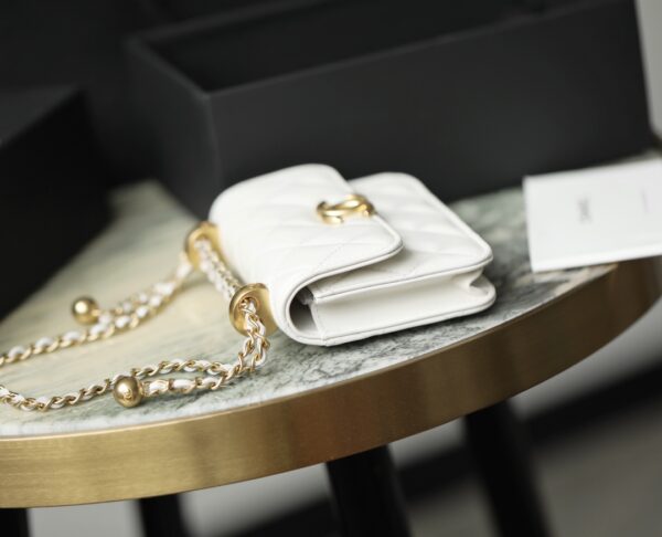 1:1 Replica Chanel CO-CO Clutch With Chain 9.5cm/3.7in Gold Toned Hardware For Women White