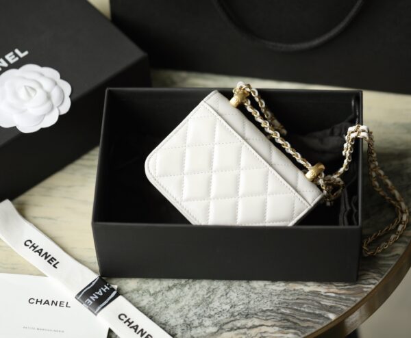 1:1 Replica Chanel CO-CO Clutch With Chain 9.5cm/3.7in Gold Toned Hardware For Women White