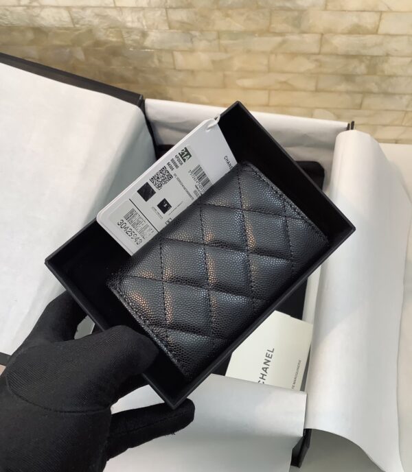 1:1 Replica Chanel CO-CO Flap Card Holder 11cm/4.3in Gold Hardware For Women Black
