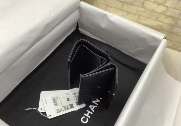 1:1 Replica Chanel CO-CO Flap Card Holder Wallet 10.5cm/4.1in Silver Hardware For Women Black