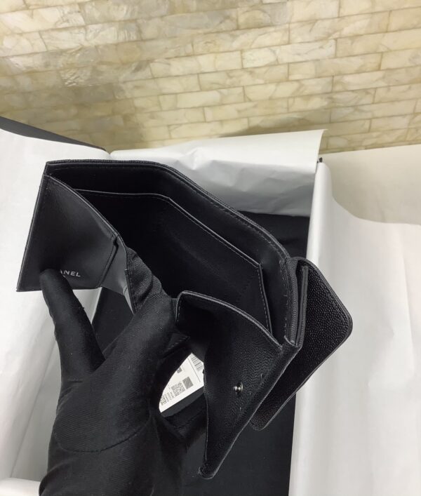 1:1 Replica Chanel CO-CO Flap Card Holder Wallet 10.5cm/4.1in Silver Hardware For Women Black