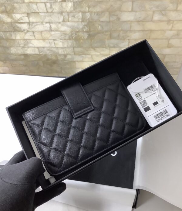 1:1 Replica Chanel CO-CO Flap Pouch Wallet 19cm/7.2in Silver Hardware For Women Black