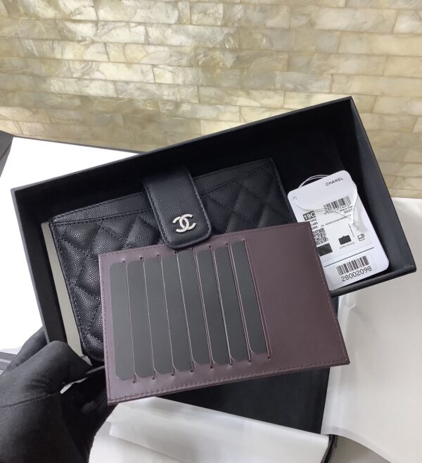 1:1 Replica Chanel CO-CO Flap Pouch Wallet 19cm/7.2in Silver Hardware For Women Black