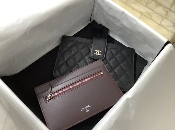 1:1 Replica Chanel CO-CO Flap Pouch Wallet 19cm/7.2in Silver Hardware For Women Black