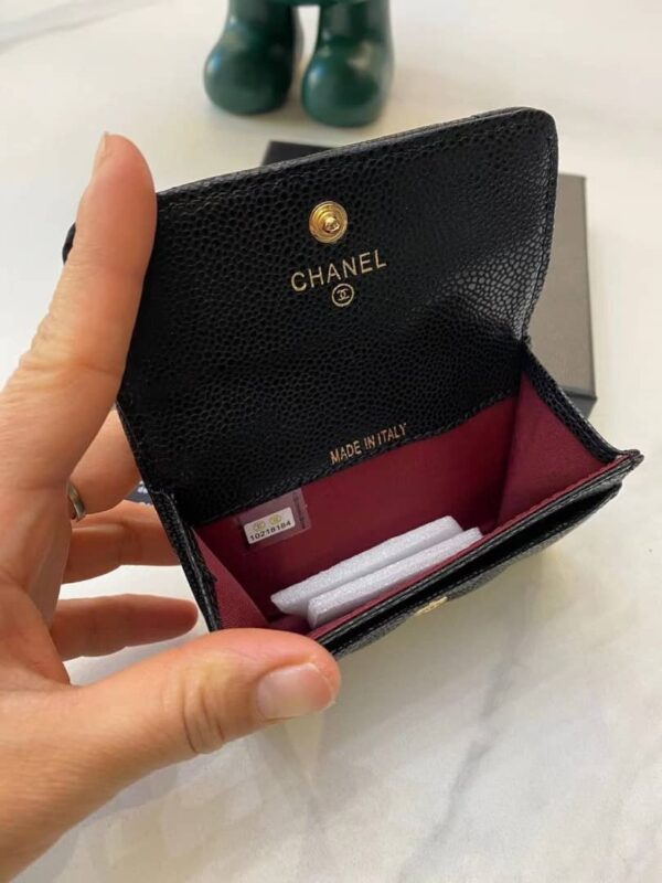1:1 Replica Chanel CO-CO Flap Wallet 11cm/4.4in Gold Toned Hardware For Women Black