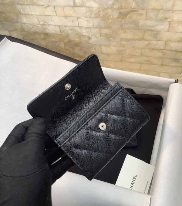 1:1 Replica Chanel CO-CO Flap Wallet 11cm/4.4in Gold Toned Hardware For Women Black