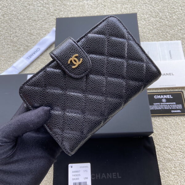 1:1 Replica Chanel CO-CO Flap Wallet 15cm/5.9in Gold Hardware For Women Black