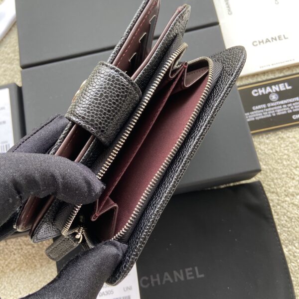 1:1 Replica Chanel CO-CO Flap Wallet 15cm/5.9in Silver Hardware For Women Black 