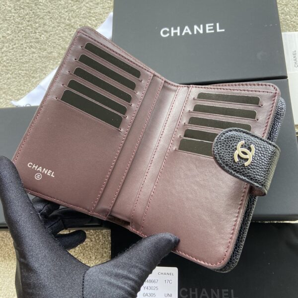 1:1 Replica Chanel CO-CO Flap Wallet 15cm/5.9in Silver Hardware For Women Black 