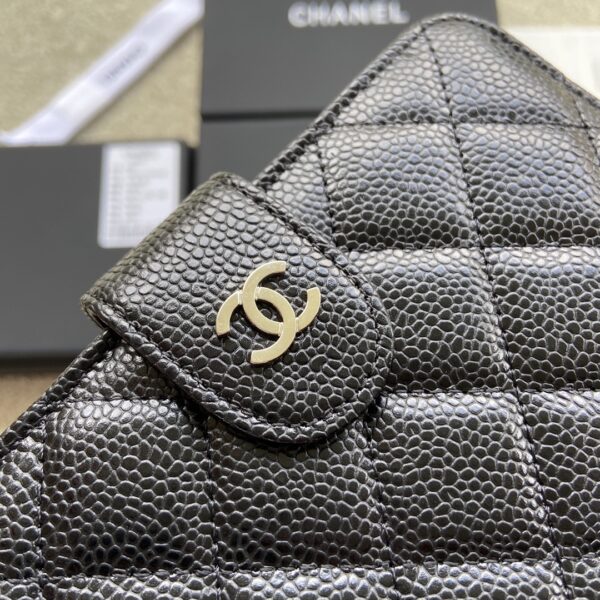 1:1 Replica Chanel CO-CO Flap Wallet 15cm/5.9in Silver Hardware For Women Black 