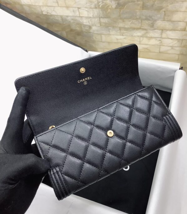 1:1 Replica Chanel CO-CO Long Flap Wallet 19.5cm/7.7in Gold Hardware For Women Black