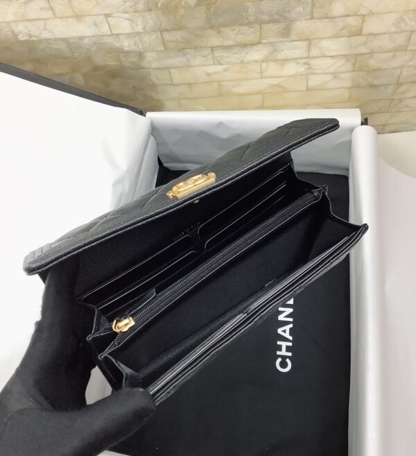 1:1 Replica Chanel CO-CO Long Flap Wallet 19.5cm/7.7in Gold Hardware For Women Black