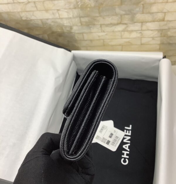 1:1 Replica Chanel CO-CO Long Flap Wallet 19.5cm/7.7in Silver Hardware For Women Black