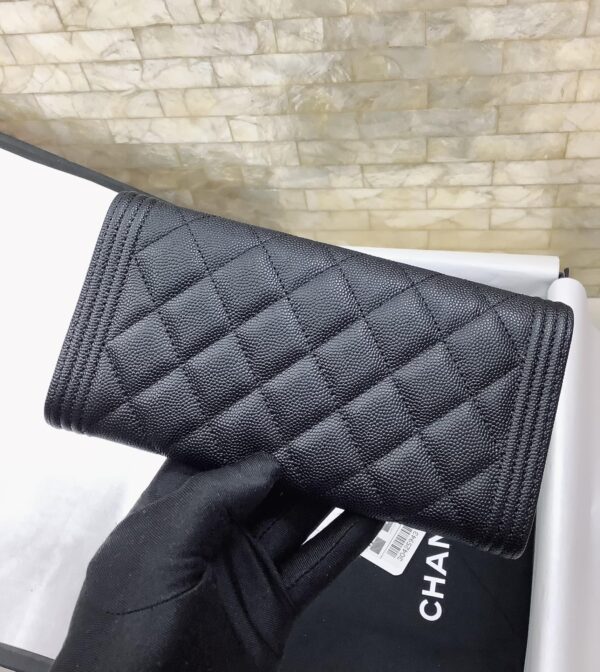 1:1 Replica Chanel CO-CO Long Flap Wallet 19.5cm/7.7in Silver Hardware For Women Black