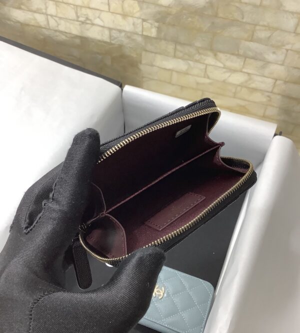 1:1 Replica Chanel CO-CO Small Card Holder Wallet 11cm/4.3in Gold Hardware For Women Black
