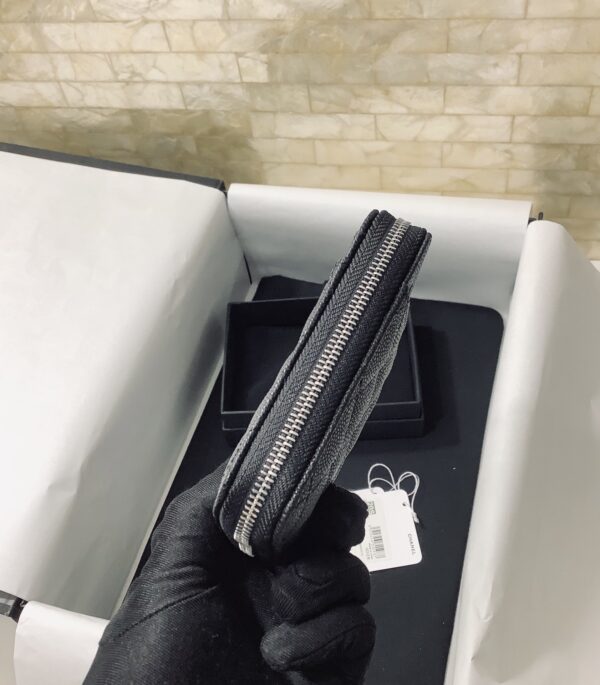 1:1 Replica Chanel CO-CO Small Card Holder Wallet 11cm/4.3in Silver Hardware For Women Black