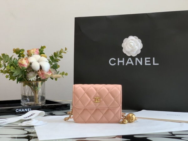 1:1 Replica Chanel CO-CO Wallet On Chain 10cm/3.9in Gold Hardware For Women White