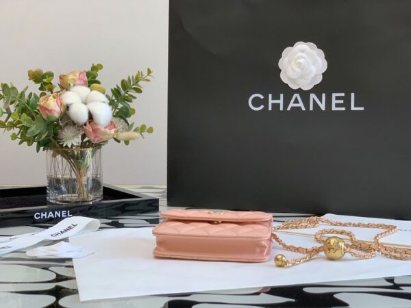 1:1 Replica Chanel CO-CO Wallet On Chain 10cm/3.9in Gold Hardware For Women White