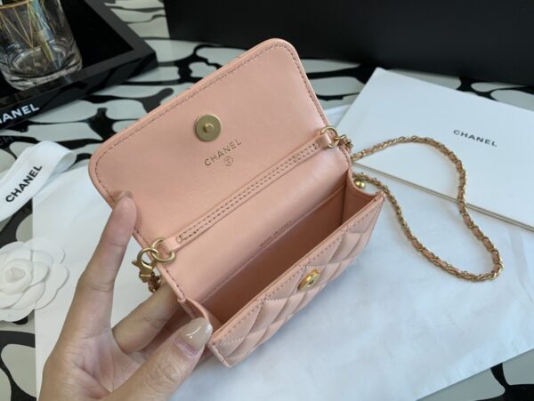 1:1 Replica Chanel CO-CO Wallet On Chain 10cm/3.9in Gold Hardware For Women White