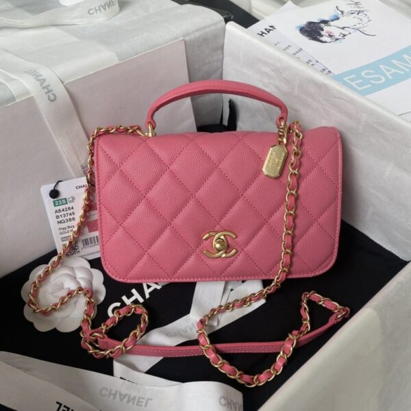 [REP 1:1] Chanel Flap Bag Black/Pink/White For Women 20cm / 7.9in