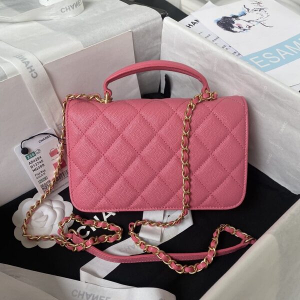[REP 1:1] Chanel Flap Bag Black/Pink/White For Women 20cm / 7.9in