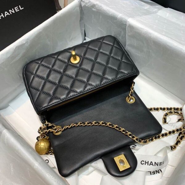 replica-chanel-flap-bag-with-cc-ball-on-strap-black-for-women-as1787-3