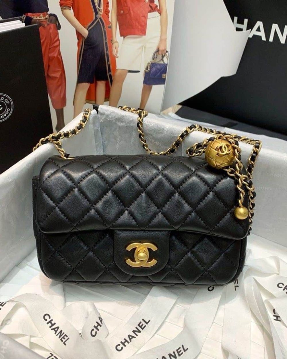 replica-chanel-flap-bag-with-cc-ball-on-strap-black-for-women-as1787-10