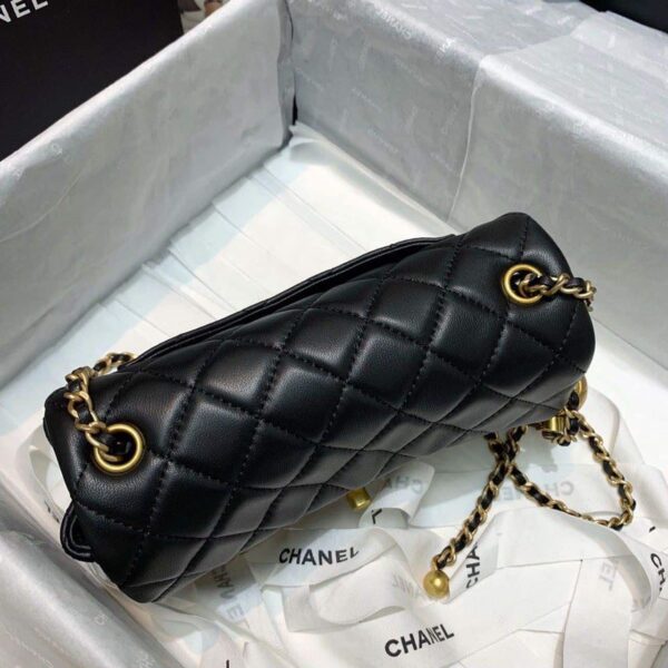 replica-chanel-flap-bag-with-cc-ball-on-strap-black-for-women-as1787-2