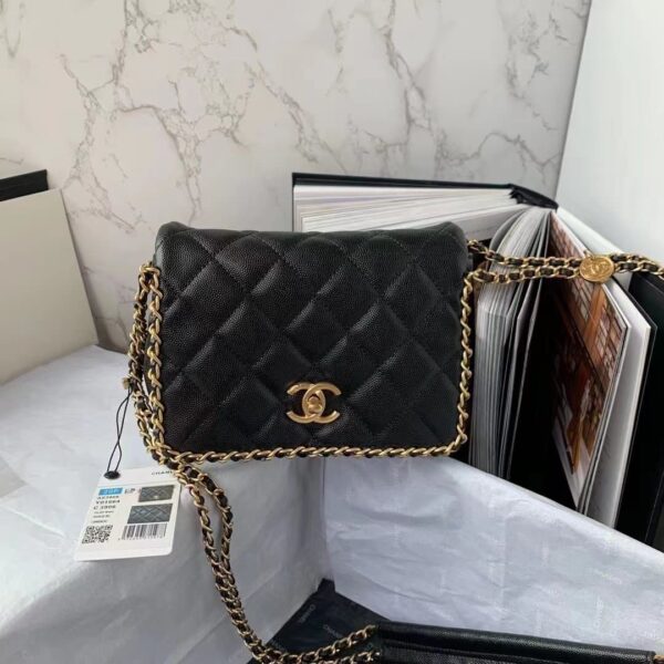 [REP 1:1] Chanel Flapbag With Chain Black For Women, Women's Bags 8.3in/21cm