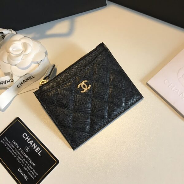 1:1 Replica Chanel Flat Card Holder Black Bag For Women 11.5cm/4.5in