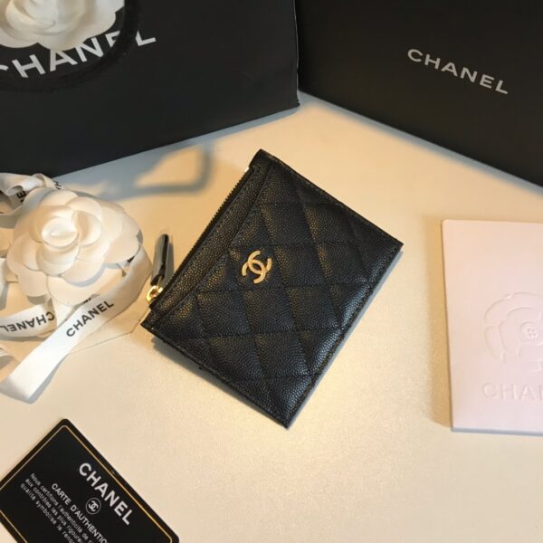 1:1 Replica Chanel Flat Card Holder Black Bag For Women 11.5cm/4.5in