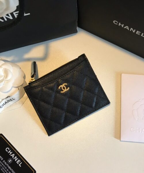 1:1 Replica Chanel Flat Card Holder Black Bag For Women 11.5cm/4.5in