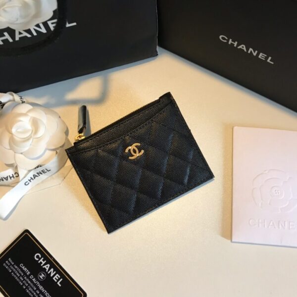 1:1 Replica Chanel Flat Card Holder Black Bag For Women 11.5cm/4.5in