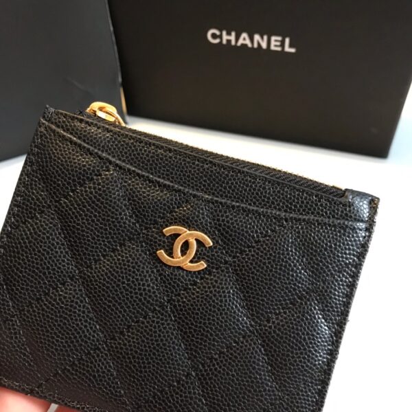 1:1 Replica Chanel Flat Card Holder Black Bag For Women 11.5cm/4.5in