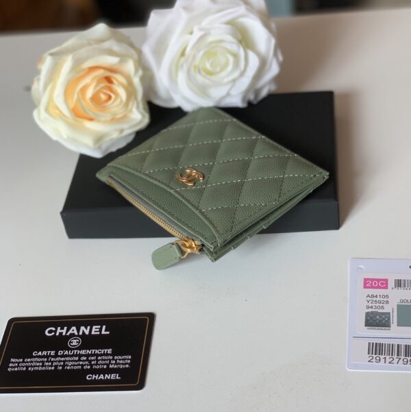 1:1 Replica Chanel Flat Card Holder Olive Bag For Women 11.5cm/4.5in