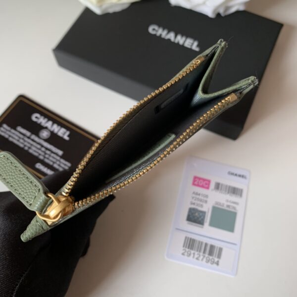 1:1 Replica Chanel Flat Card Holder Olive Bag For Women 11.5cm/4.5in