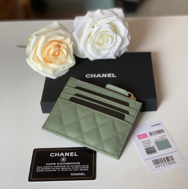 1:1 Replica Chanel Flat Card Holder Olive Bag For Women 11.5cm/4.5in