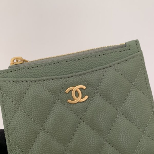 1:1 Replica Chanel Flat Card Holder Olive Bag For Women 11.5cm/4.5in