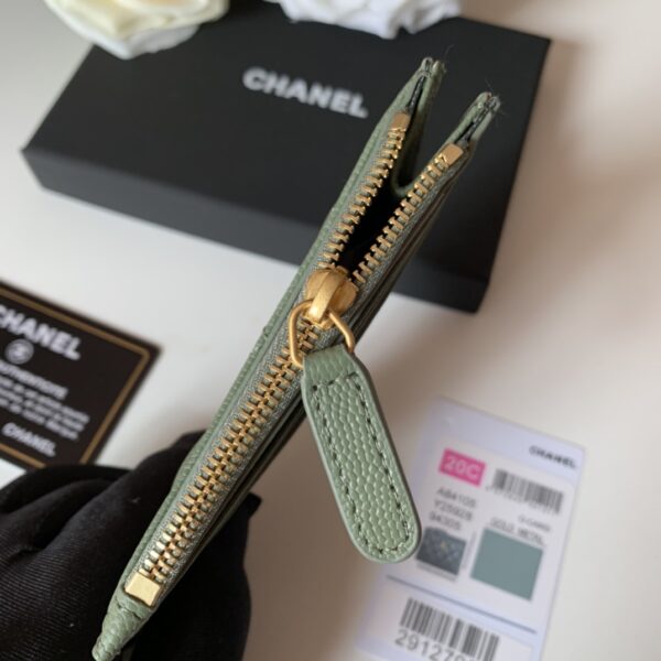 1:1 Replica Chanel Flat Card Holder Olive Bag For Women 11.5cm/4.5in