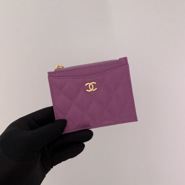 1:1 Replica Chanel Flat Card Holder Purple Bag For Women 11.5cm/4.5in