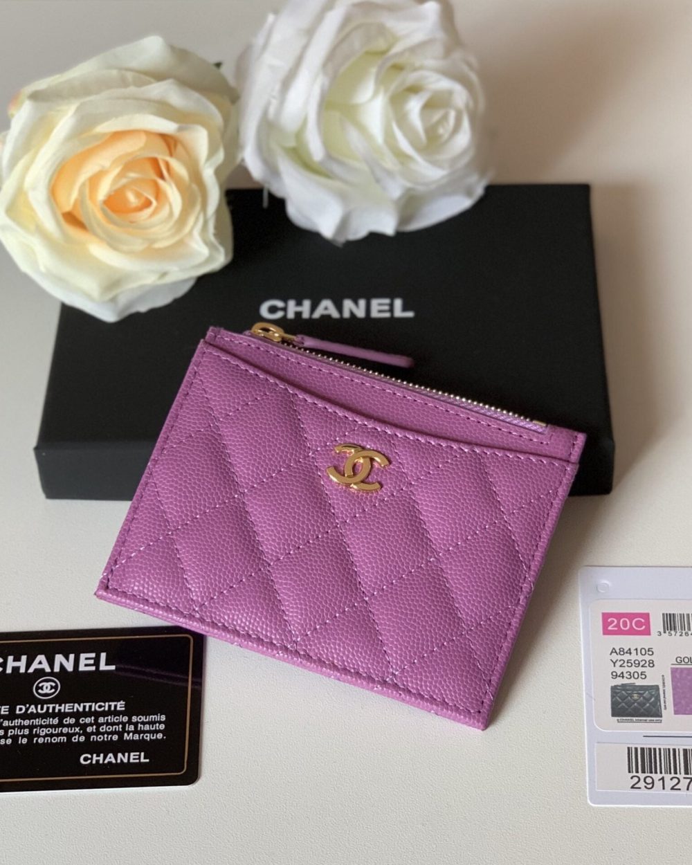 1:1 Replica Chanel Flat Card Holder Purple Bag For Women 11.5cm/4.5in