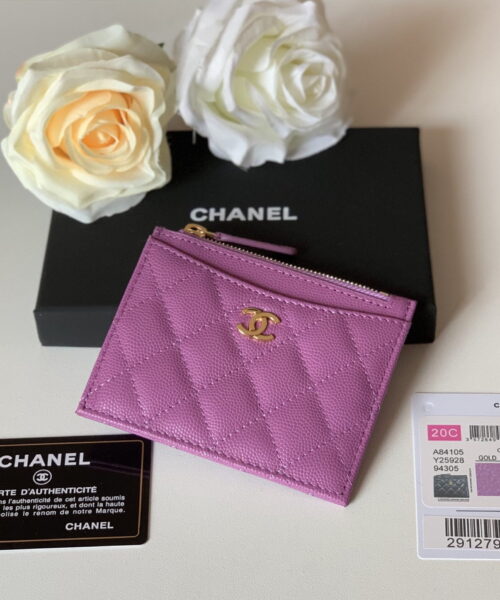 1:1 Replica Chanel Flat Card Holder Purple Bag For Women 11.5cm/4.5in