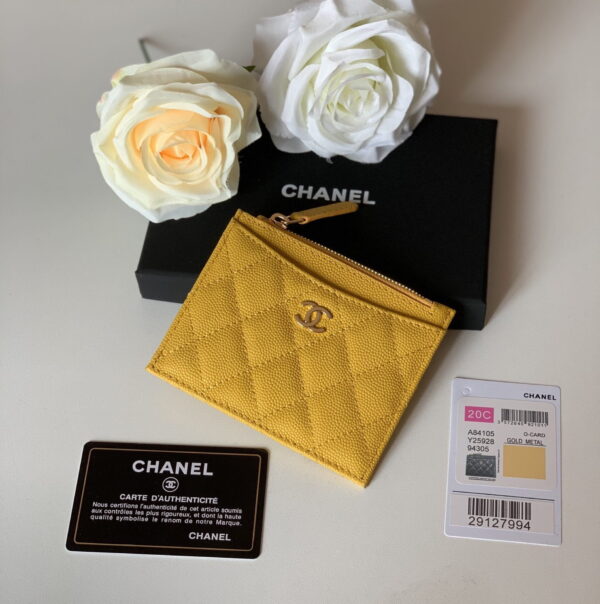 1:1 Replica Chanel Flat Card Holder Yellow Bag For Women 11.5cm/4.5in