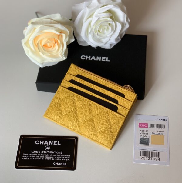 1:1 Replica Chanel Flat Card Holder Yellow Bag For Women 11.5cm/4.5in
