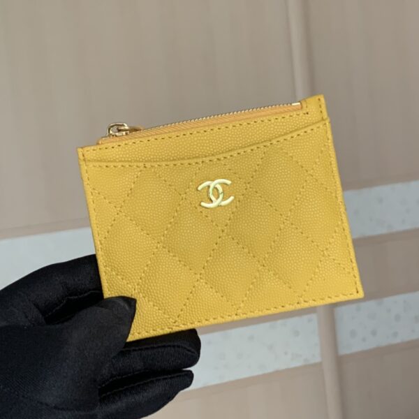 1:1 Replica Chanel Flat Card Holder Yellow Bag For Women 11.5cm/4.5in